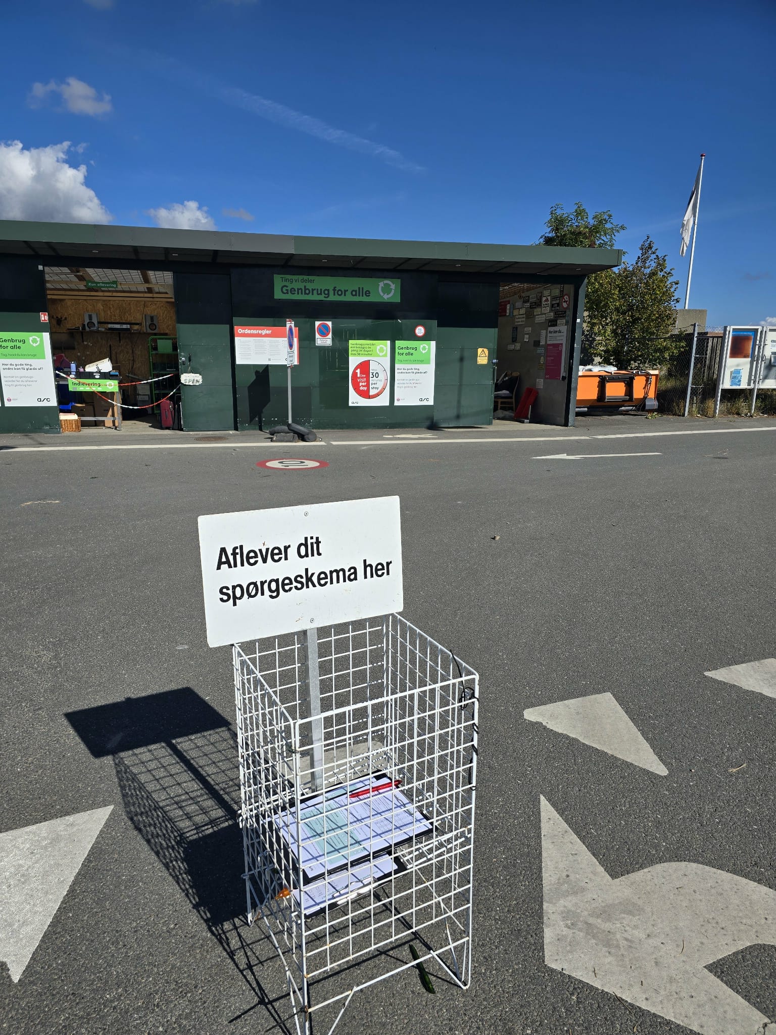 Udfyldte papirspørgeskemaer samlet i en kurv